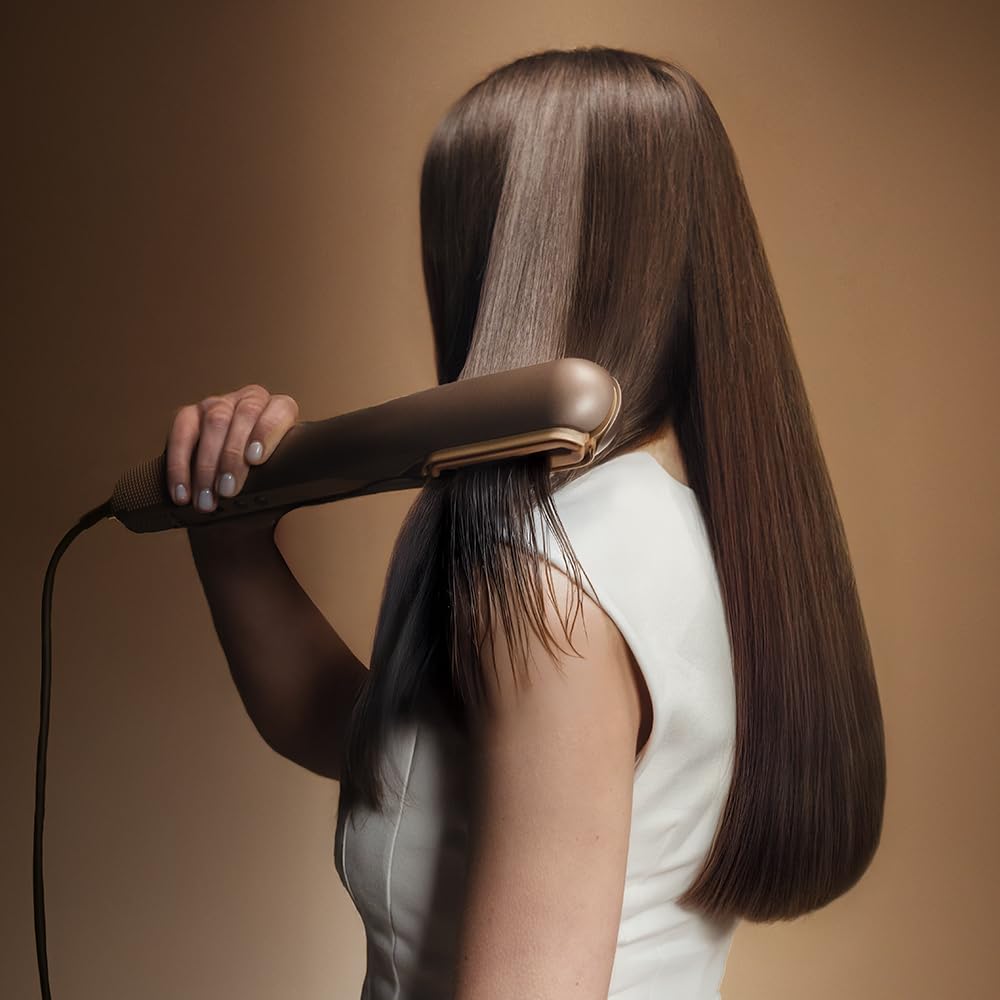 Cecotec Plancha de Pelo con Aire AirLisse 2in1 ForceDry Champagne. 1120000RPM, Flujo de Aire 19,7 Litros por Segundo, 2 Cabezales Imantados, Plasma, Motor Brushless, 4 Temperaturas y 2 Velocidades
