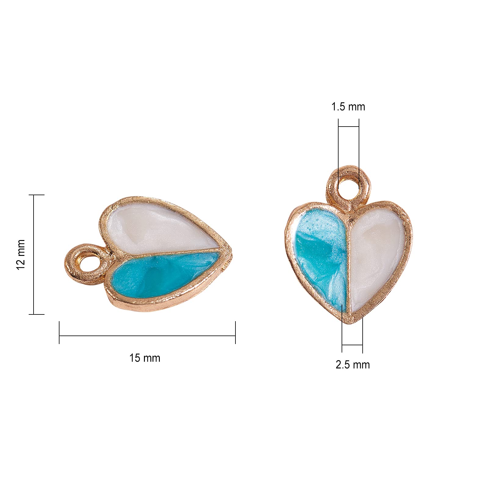 Ipotkitt 40pcs Enamel Mixed Color Heart Charms Valentine Love Heart Gold Plated Heart Charms for Jewellery Making Bracelet - Image 2