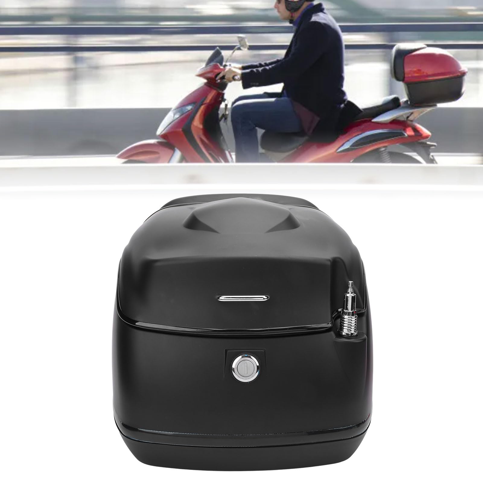 Luocute Baúl para Motocicleta de 38 L, Baúl Retro para Motocicleta con Cerradura con Llave, Baúl para Equipaje de Casco para Scooters, Motocicletas, Bicicletas Eléctricas, para