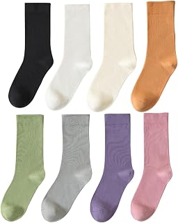 Puzzlos Women's Cotton Socks with Medium Tube, Versatile Stockings, Summer Stacking Socks, Fresh Socks Women Pure Color Comfortable Leisure Socks for Women 8 Pairs