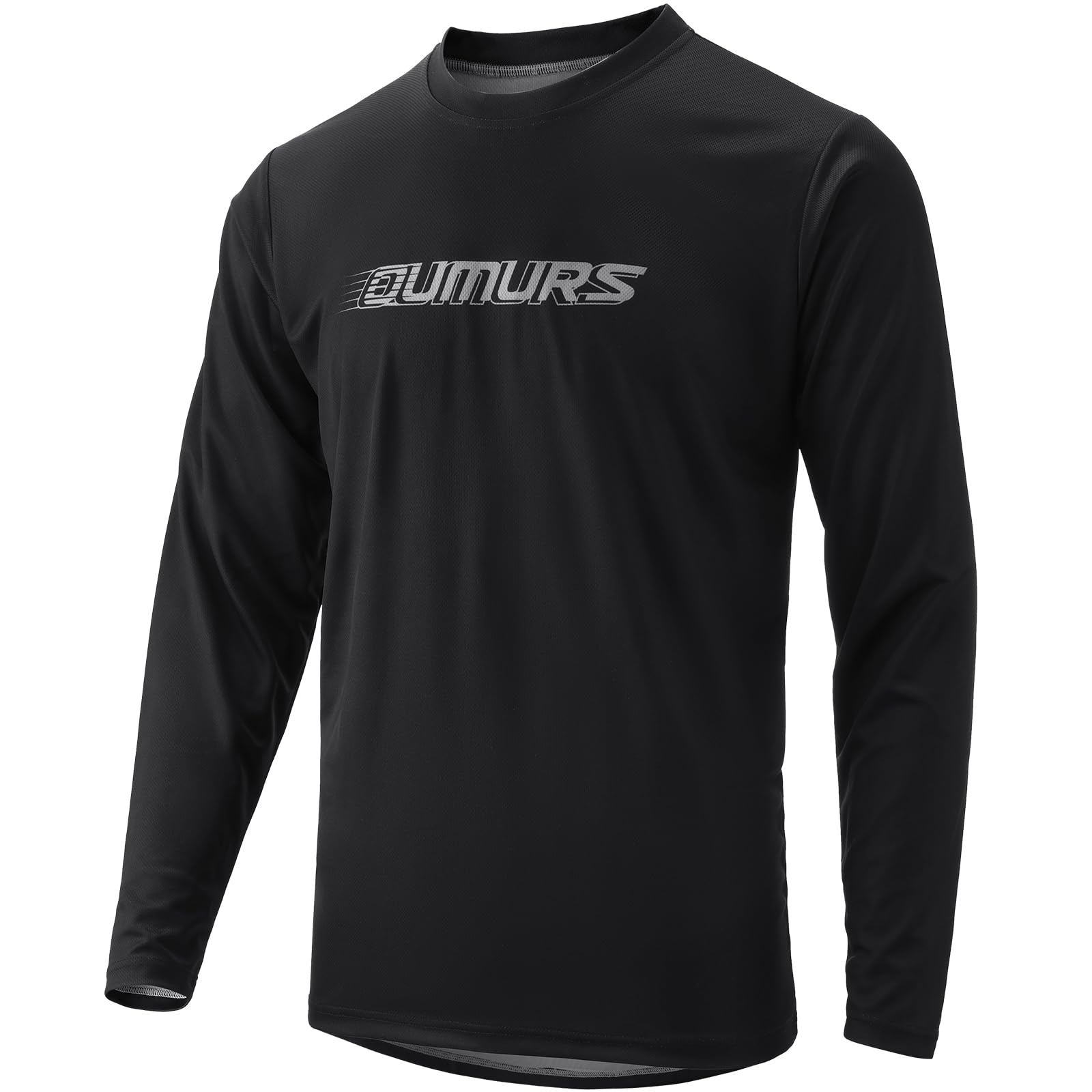 Oumurs Adult Motocross Jersey for Dirt Bike Jersey Mens Mountain Bike Clothing Long Sleeve T-Shirt for Motorcycle Motocross Cycling Bicycle BMX Moto MX ATV Riding Off Road Black Grey