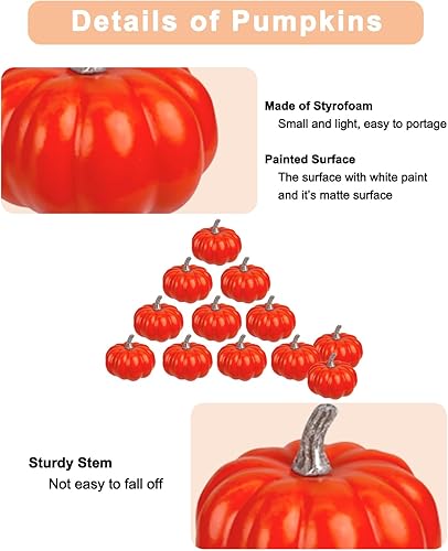Miniatura 9 de vensovo Calabazas blancas pequeñas de 3 pulgadas para decorar  12 mini calabazas decorativas de espuma blanca para decoración de otoño, calabazas