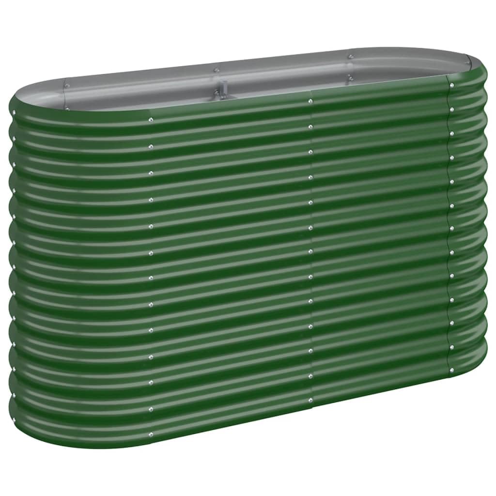 Vidaxl Green Garden Raised Bed- Powder-Coated Steel Oval Planter/114X40x68cm-Weather Resistant Flower Box For Outdoor Gardening Size 40