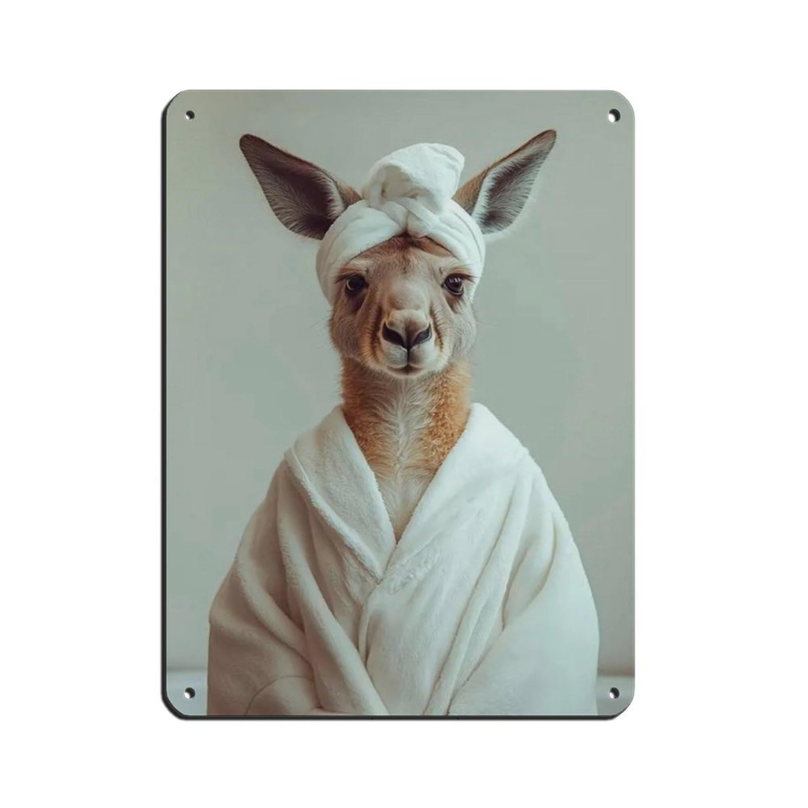 Kangaroo Wearing A Bathrobe, Bathroom Art Tin Sign Vintage Metal Pub Club Cafe Bar Home Wall Art Decoration Poster Retro 12x16inch(30x40cm)