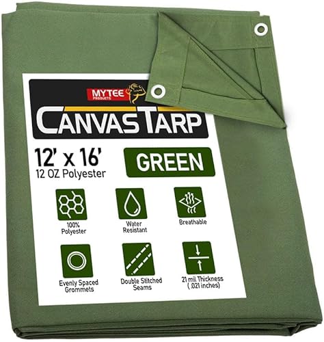 Miniatura 59 de Mytee Products Lona de lona marrón oscuro de 6 x 8 pies de 12 onzas, resistente al agua y transpirable, lonas resistentes, cubierta de lona