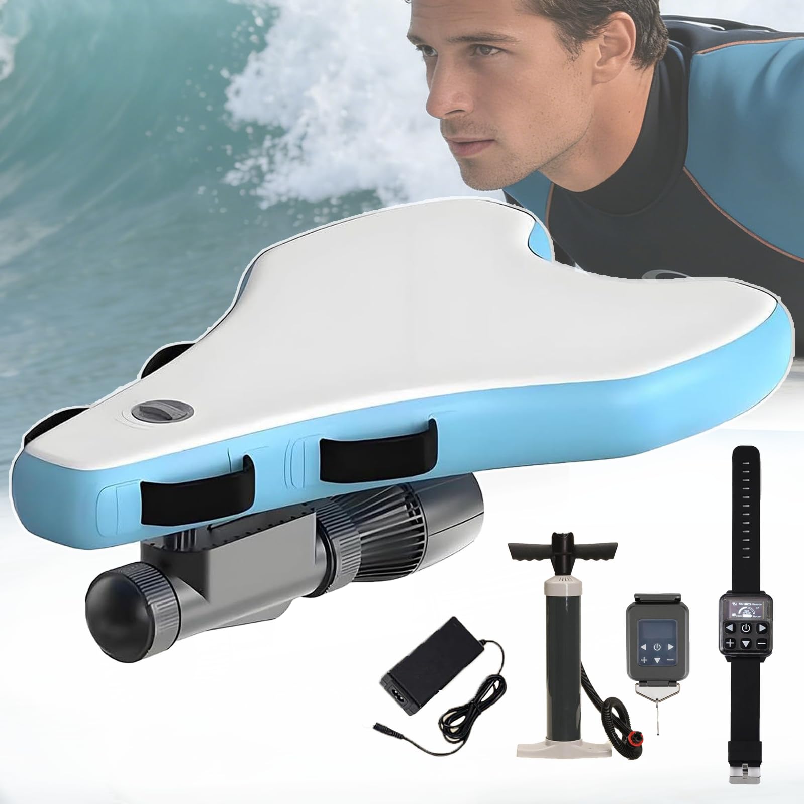 Paddle Surf eléctrico, 2 en 1 Scooter Submarino & Tabla Inflable, Propulsor de Agua removible, Ensamblaje rápido, para Sup Buceo Río Camping Playa