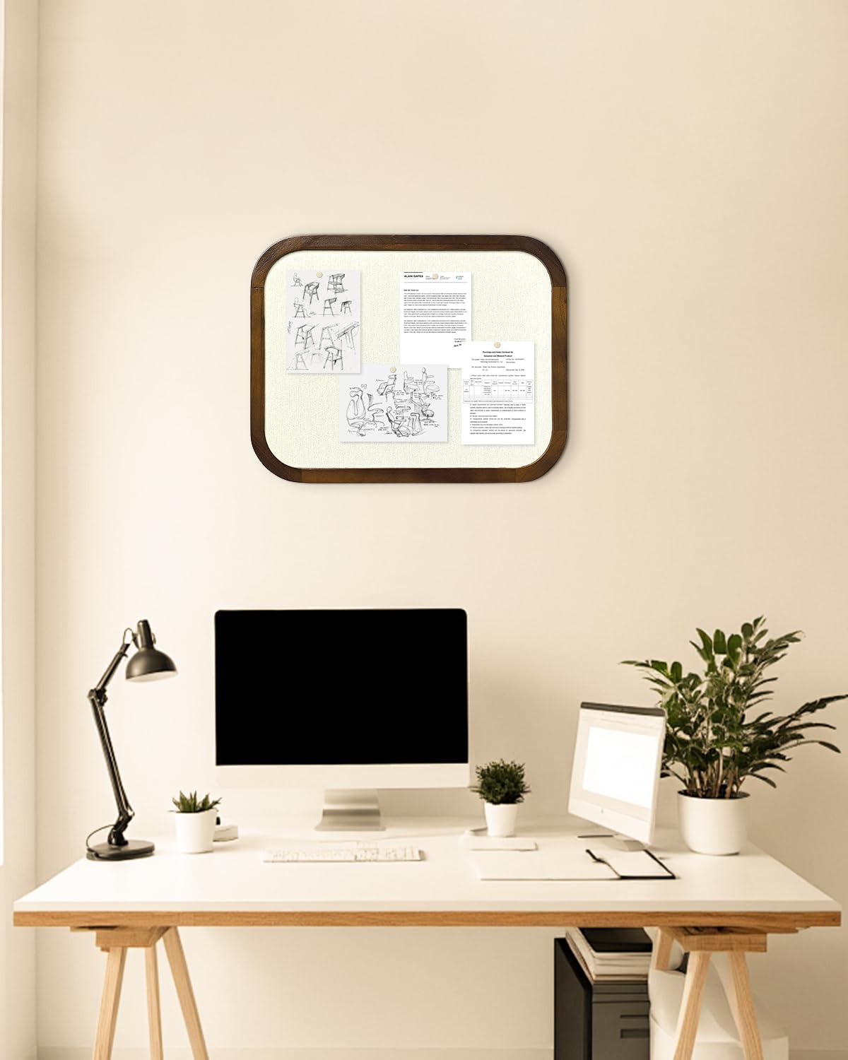 Okydoky Pinnwand Kork mit Leinen, 33 x 43 cm Groß Korkwand Pinnwand, Pinwand Korktafel Für Küche, Büro, Schul und Zuhause Dekoratives(BN-3343). DE
