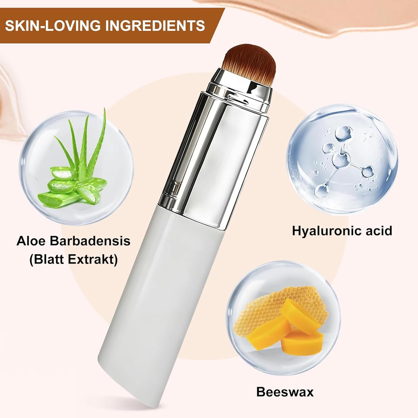 XINCHEN Facelove Foundation Stick mit Pinsel,Color Changing Foundation mit LSF 15, 2026 Neu 2-in-1 Farbwechselnder Fondotinta Coreano,Korean Foun Dation Makeup für Alle Hauttypen - Natürliche Farbe - 3