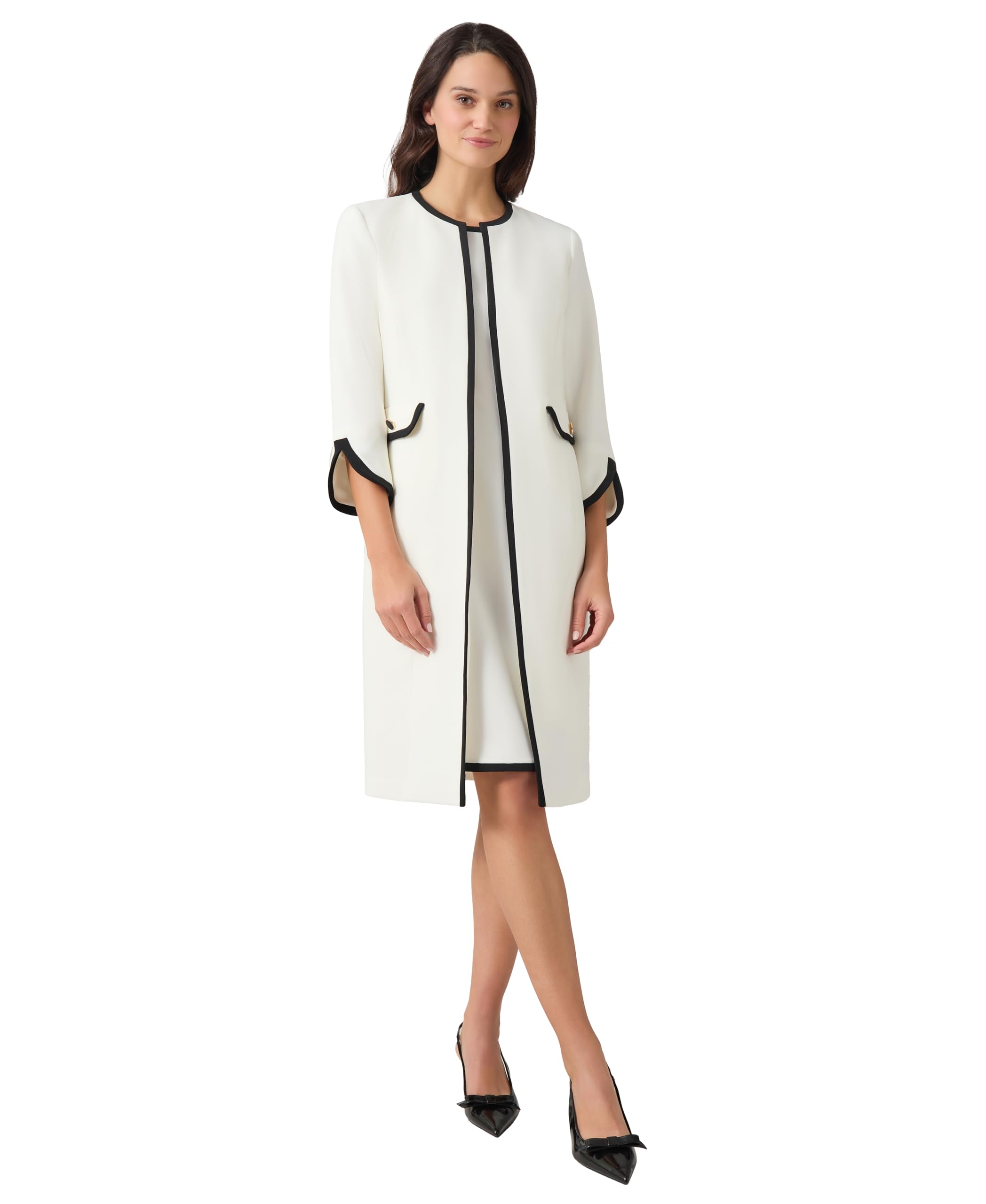 Kasper Womens Crepe Framed Topper W Flap Pockets