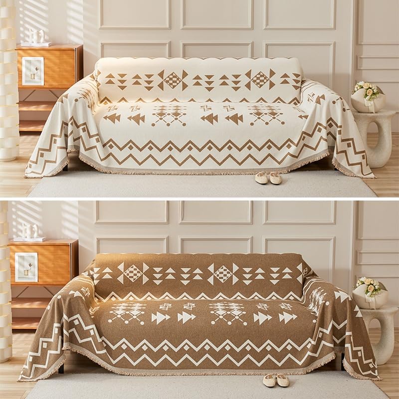 Housses d'angle antidérapantes en chenille 180x460cm pour canapé 3 places