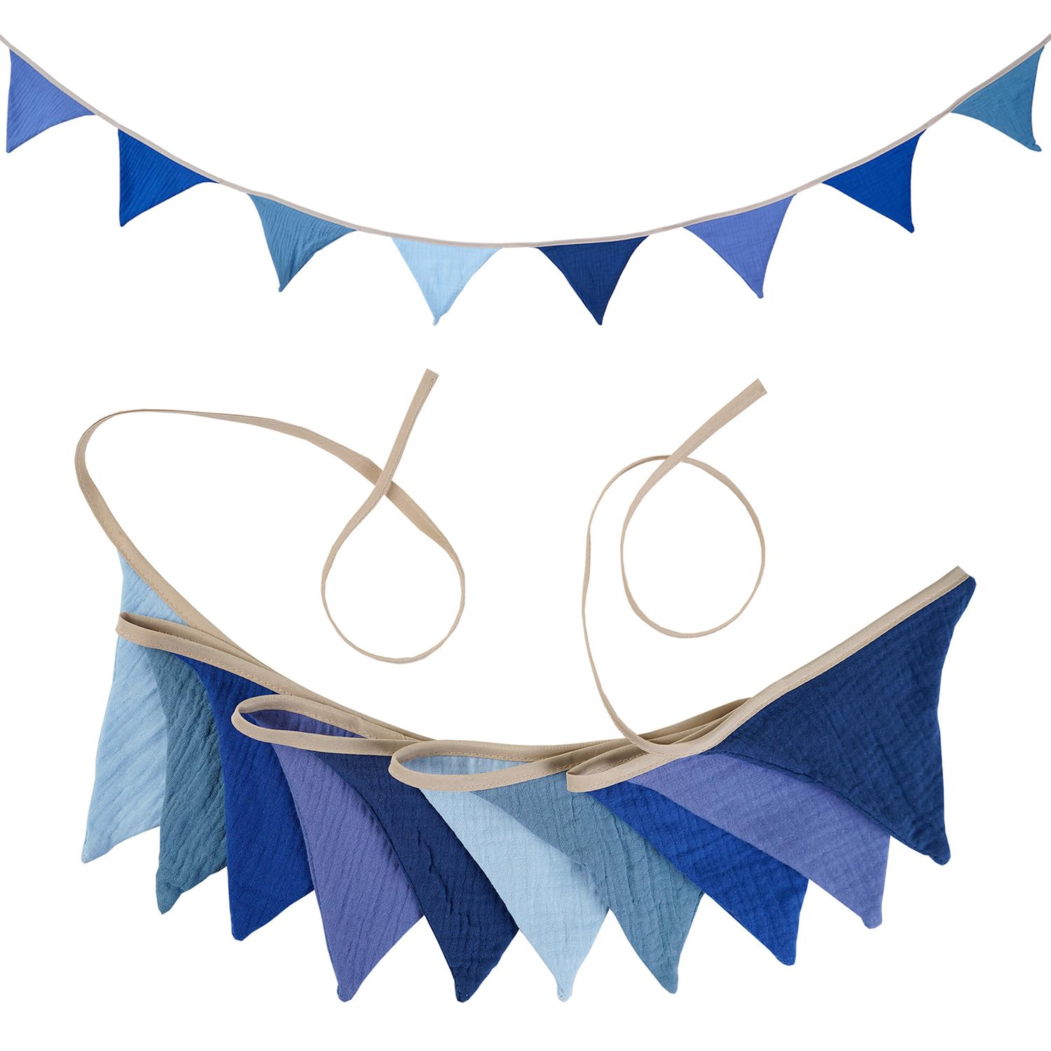 HIVTE Baby Bunting Garland - Nursery Decor, Double Sided Cotton Banner for Birthday, Wedding Shower, Garden Party, Boys Girls Bedroom Decoration (Blue)
