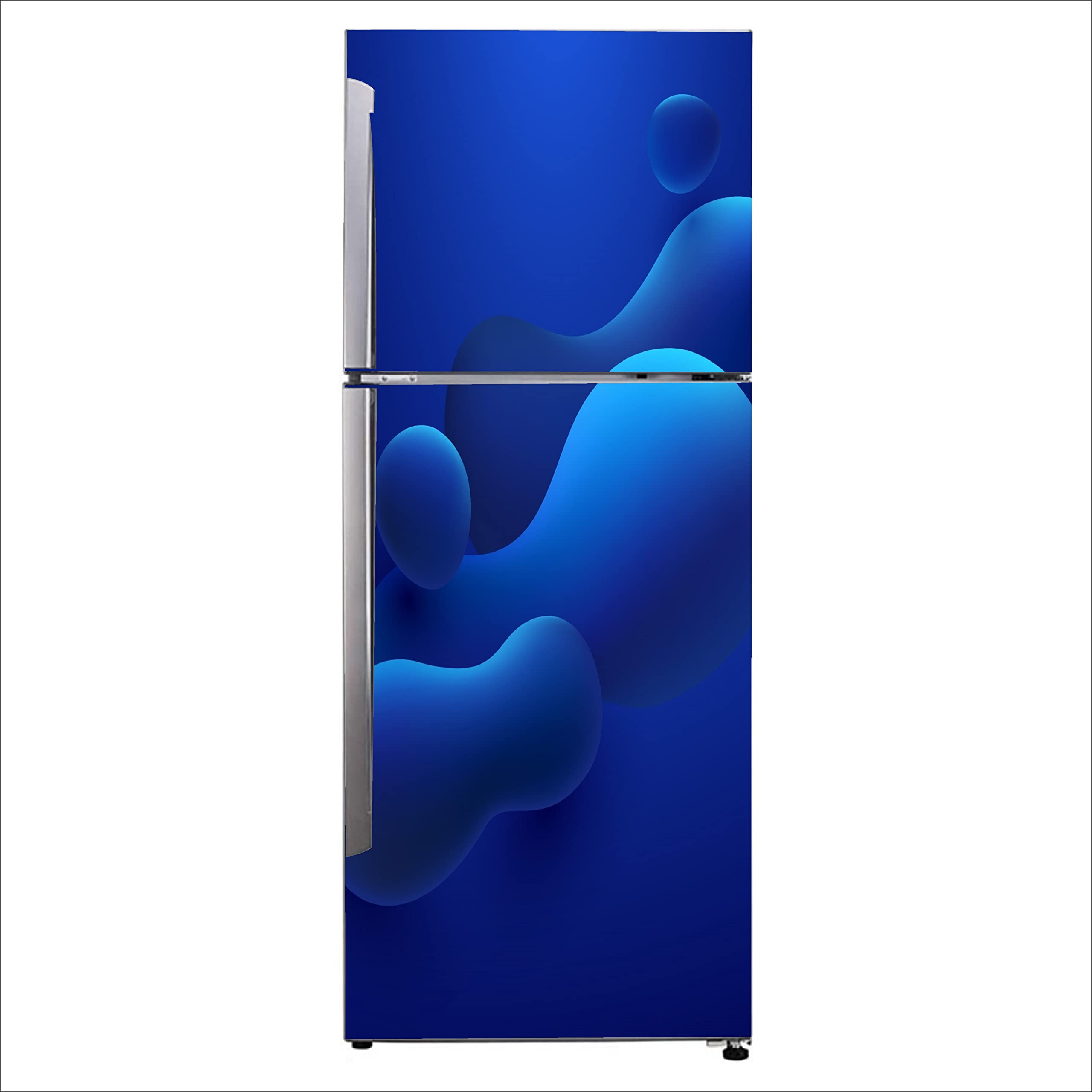 Psychedelic Collection Decorative Abstract Blue Shape Water Wave Design Fridge Double Single Door Decorative Sticker (PVC Vinyl, Multicolor, 60 cm X 160 cm) FD705_New
