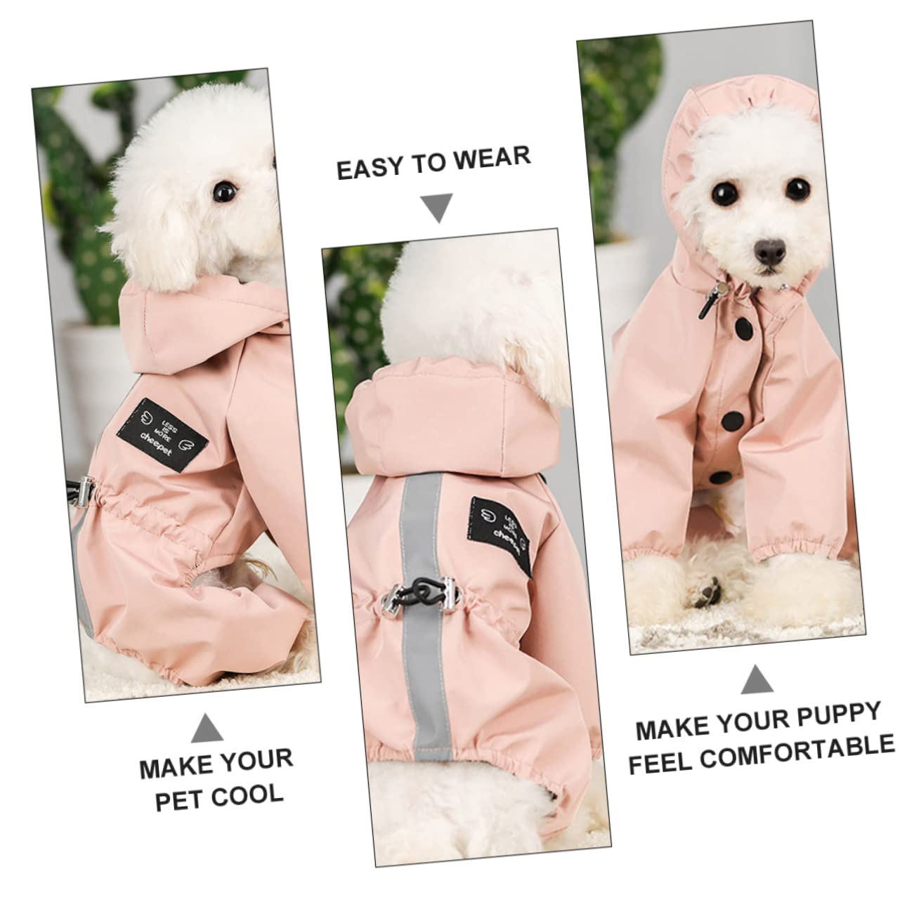 BESPORTBLE Dog Rain Coat Reflective Vest Fleece Pet Rainwear Puppy Fashionable Coat