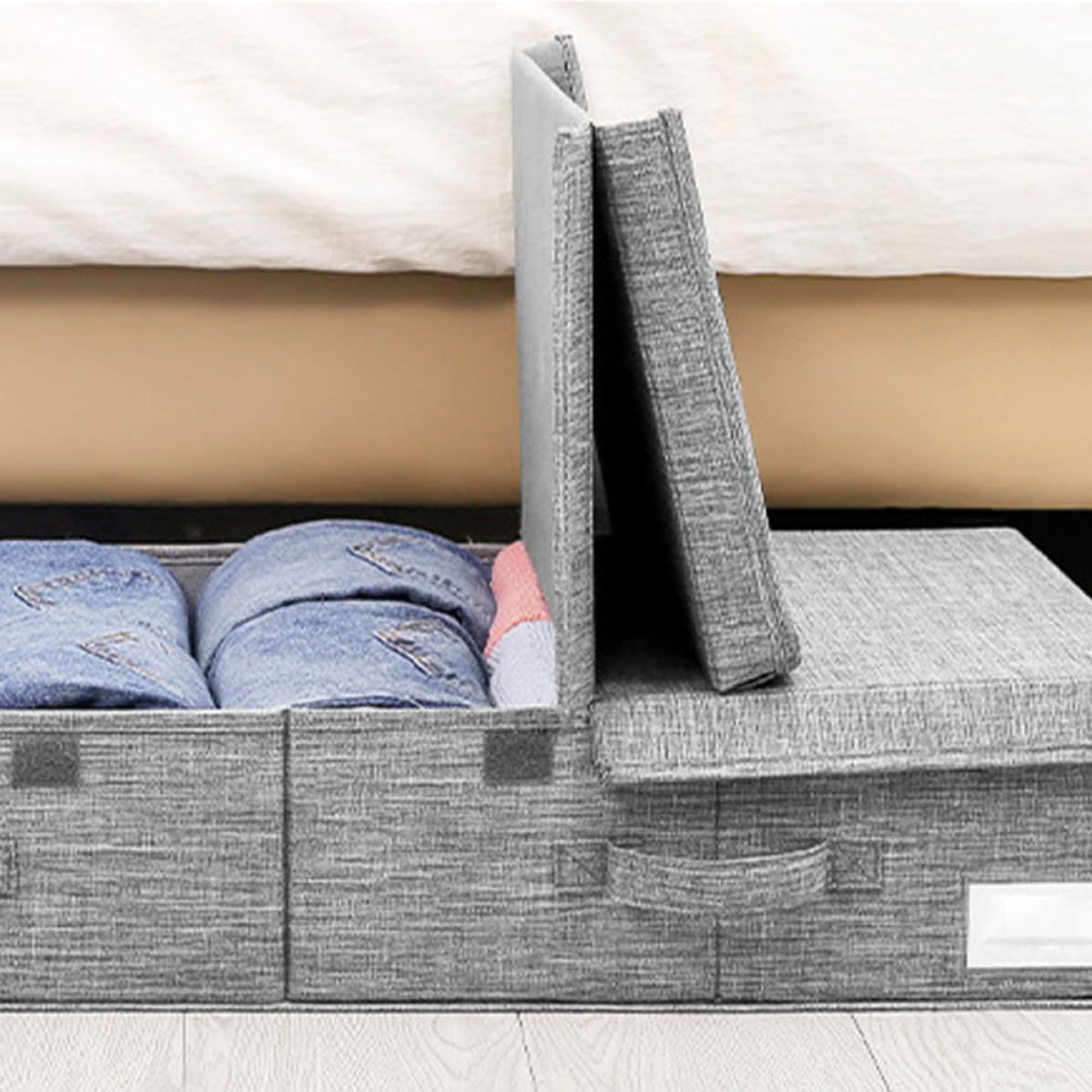 Faltbarer Kleiderorganizer für Unterbett, Stapelbar mit Bodenplatte