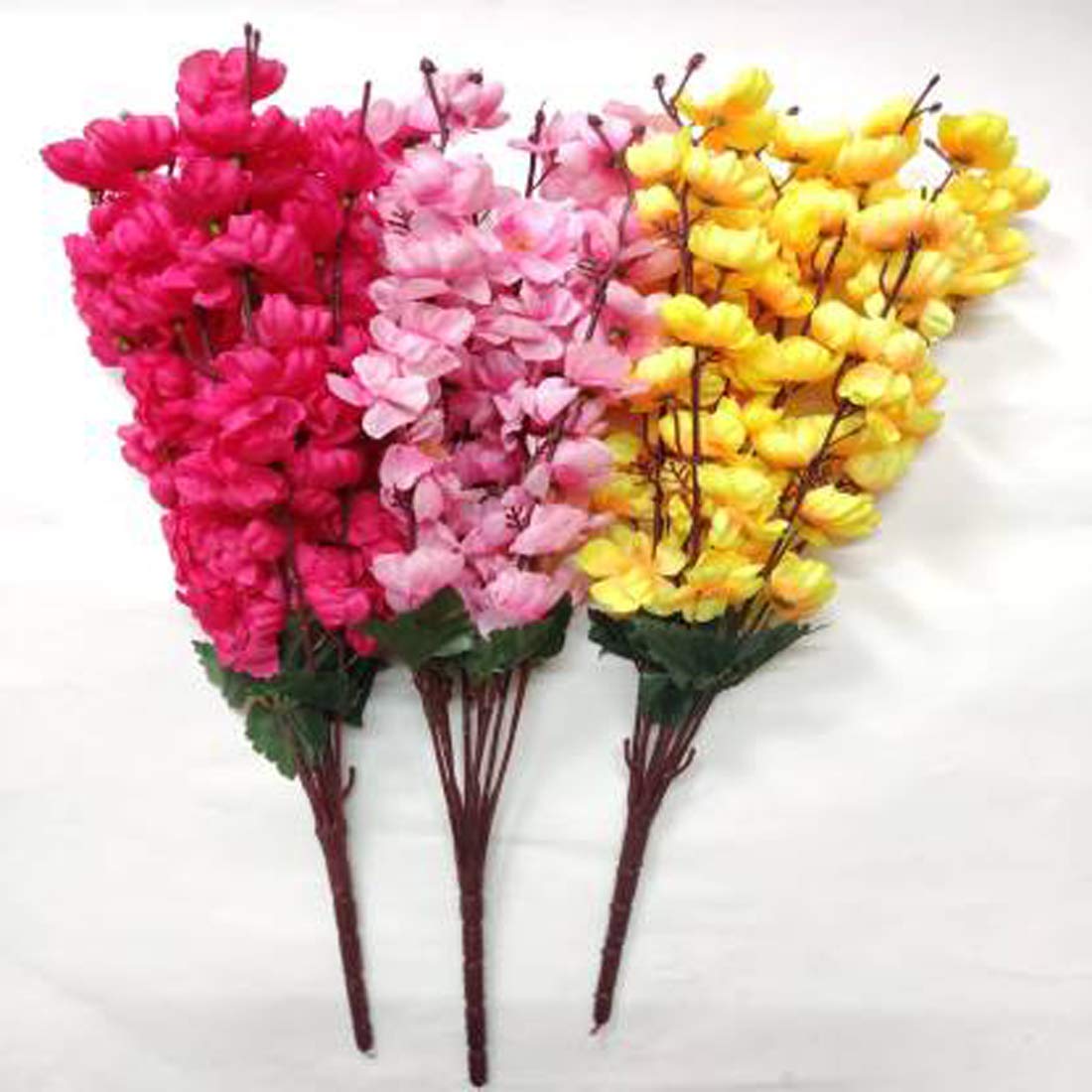 YNS Crafts StockArtificial Orchid Blossom Flower Bunch for Decoration Home/Office/Room (9 Branches Each,Pack of 3)