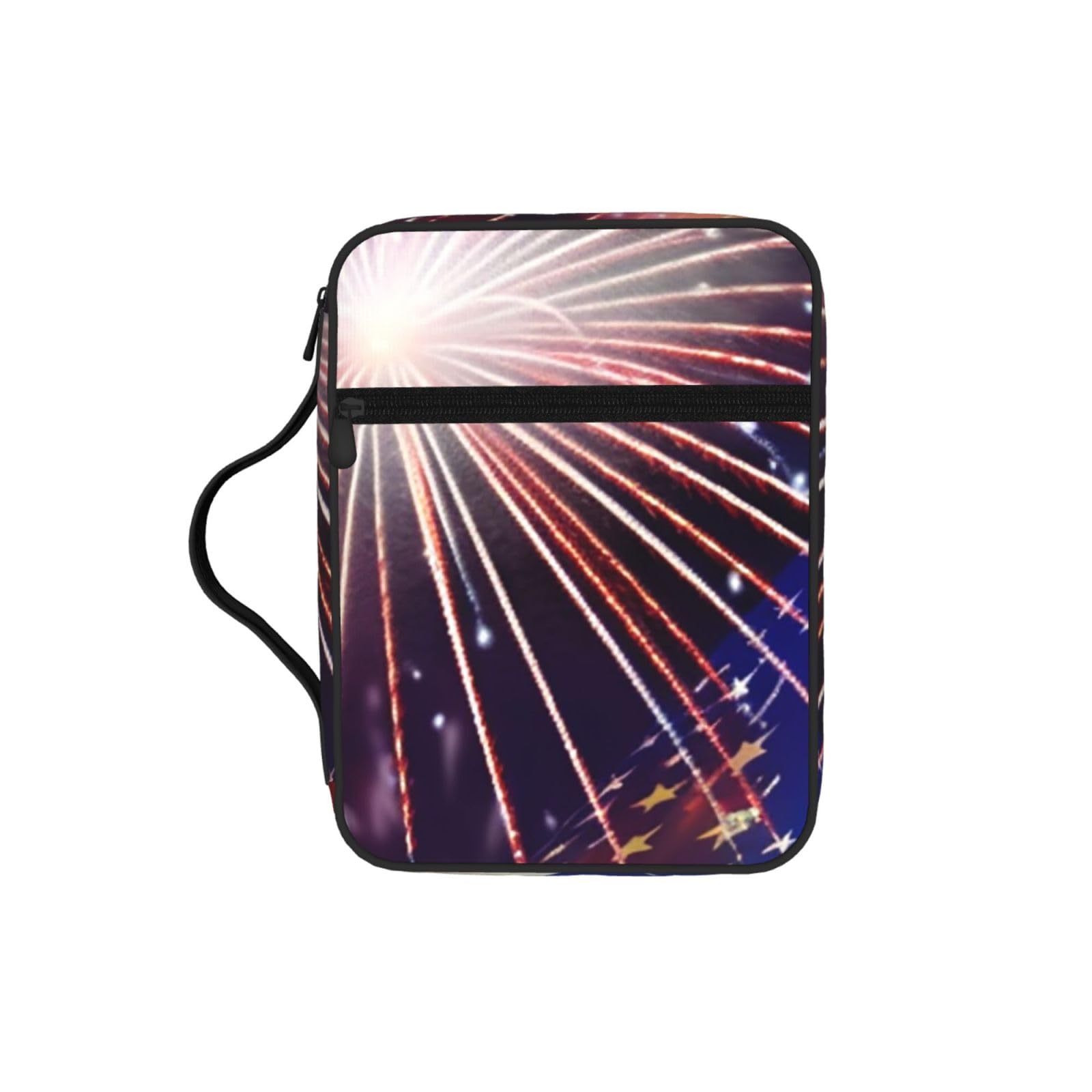 Flag Firework Bible Cover Case Waterproof Bible Bag With Handle Organizer Storage Book Cover For Bible Study