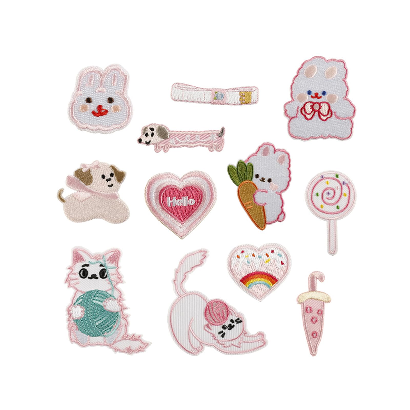 Kalttoy Multicolor 12Pcs Animal Iron On Fabric Patches Adhesive Embroidery Applique For Jackets Bag Clothing Decoration Sewing Craft Clothing Patches Adhesive