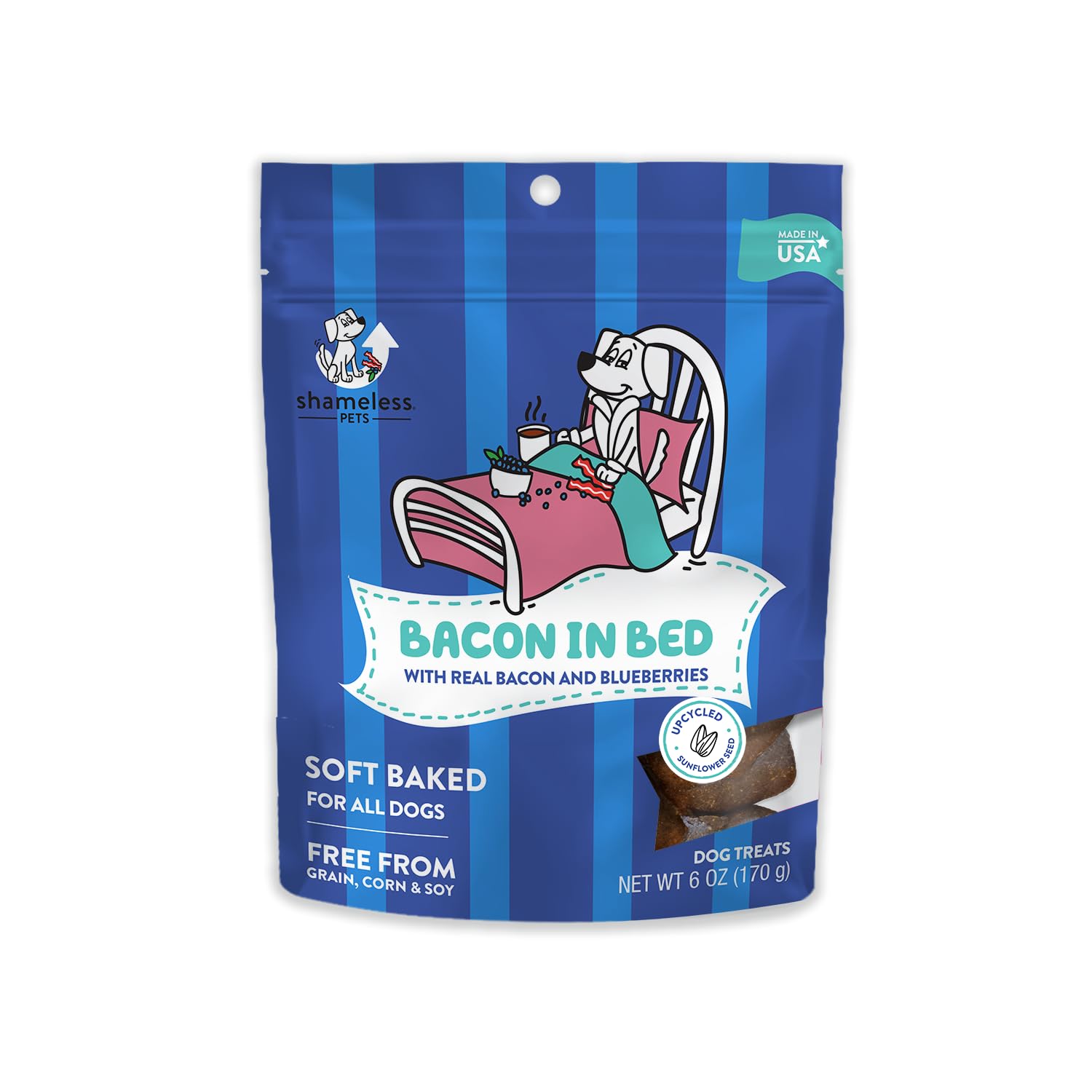 Shameless Pets Soft-Baked Dog Treats - Bacon in Bed Grain-Free Dog Snacks for Medium & Large Dogs, Natural & Healthy Dog Chews, Doggy Treats for Older