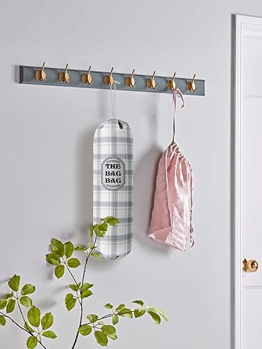 Miniatura 5 de Organizador clásico de bolsas de comestibles a cuadros de búfalo para bolsas de compras, bolsas de plástico de montaje en pared, dispensadores de