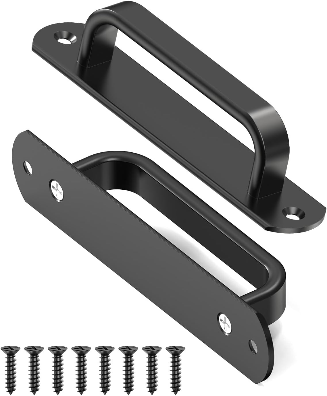 5.7 Inch Sliding Barn Door Handle - Aluminum Hardware Cabinet Pull Handles for Drawer, Closet, Shower/Glass/Shed/Kitchen/Garage Gate Doors with Screws (2, Black)