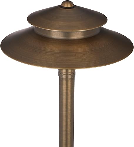 VOLT Stratum - Luz de camino de latón de 12 V de 2 niveles (pantalla de 9 pulgadas, 25 pulgadas de alto) con bombilla LED G4 blanca cálida de 3 W