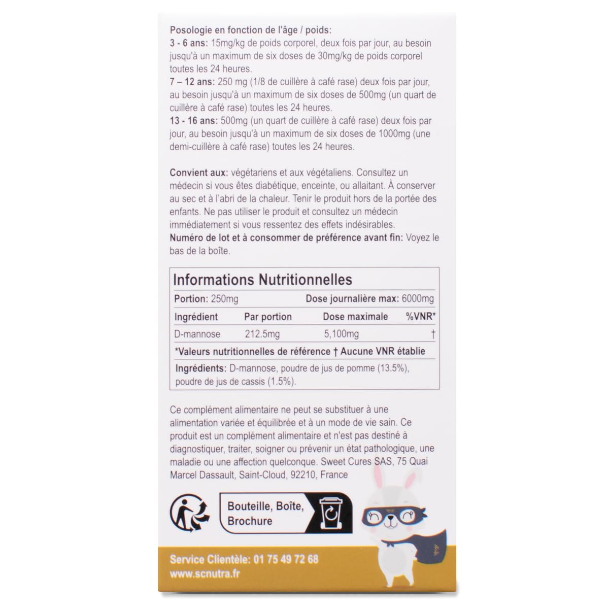 Wasserfall D-Mannose Kinder - Apfel & Schwarze Johannisbeere - Infant D-Mannose - Geeignet für Mädchen & Jungen ab 3+ SC Nutra (Sweet Cures)