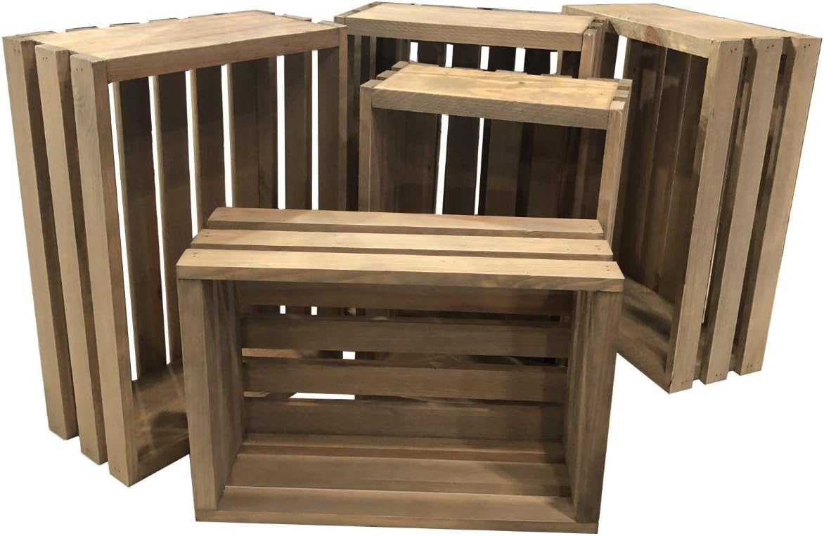 Rustic Nesting Wood Crates Set of 5 Made in the USA