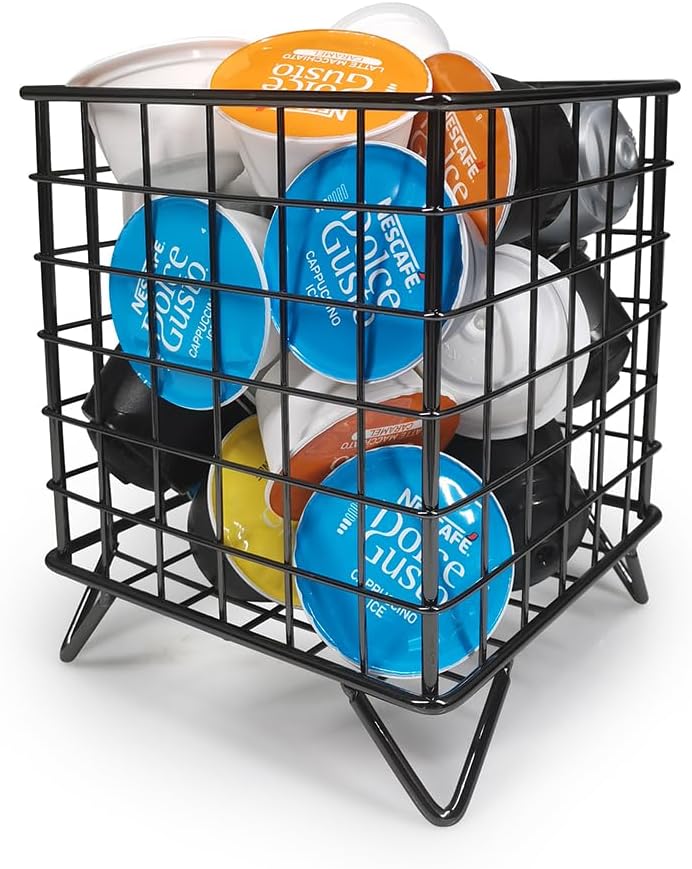 RECAPS Coffee Pod Storage Holder Kitchen Organizer Compatible with Nespresso Black Stores Coffee Pods, Tea Bags and Sugar Packets