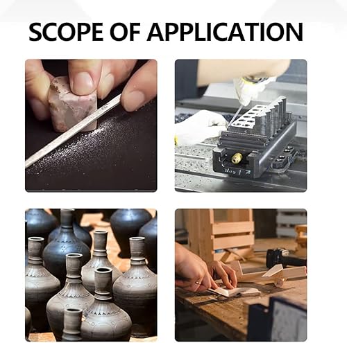 Miniatura 6 de Juego de 5 limas de diamante con funda de cuero sintético, incluye lima plana, cuadrada, triangular, redonda y semicircular, adecuada para lijar