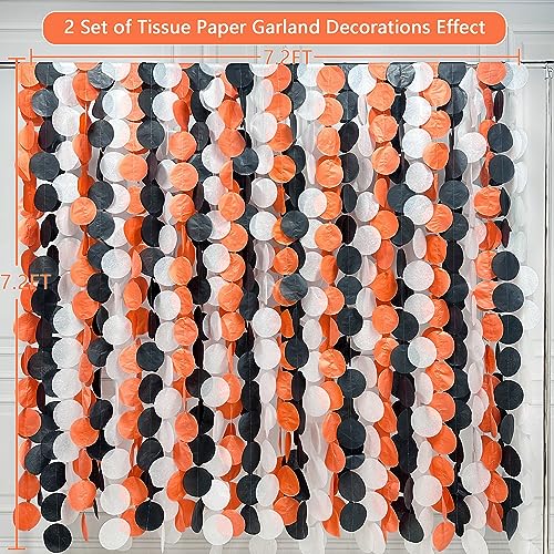 Image of 192 Ft Orange Black White Party Decorations Polka Dots Garland Streamer Backdrop for Halloween Fall Autumn Graduation Birthday Baby Shower Wedding Engagement Bachelorette Bridal Shower Party Supplies