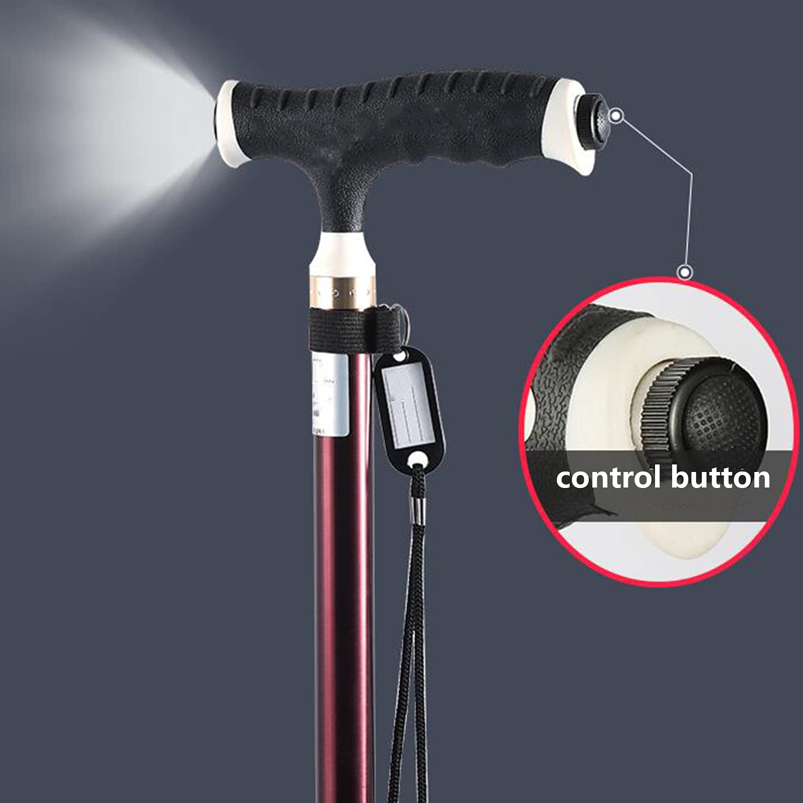 Bastón Ajustable Bastón De 4 Patas - Con Luces LED Antideslizante Aleación De Aluminio Bastón De A Pie Estabilizar 4 Puntas Fundamentar Para Extra Estabilidad,Marrón