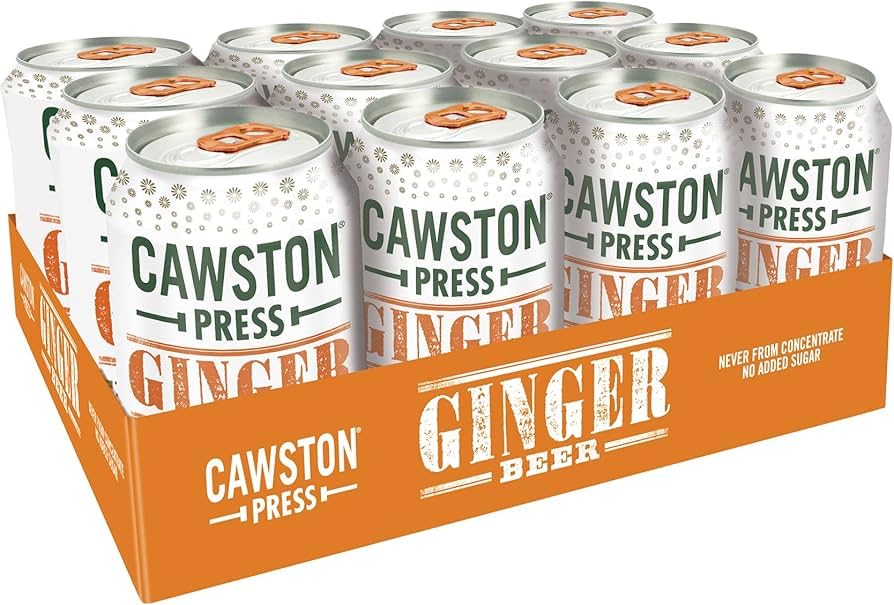 Cawston Press Cans Ginger Beer Drink 330ml Cans All Natural - Gluten Free - Low Calorie - Vegan - No Added Sugar (Pack Of 12 Cans)