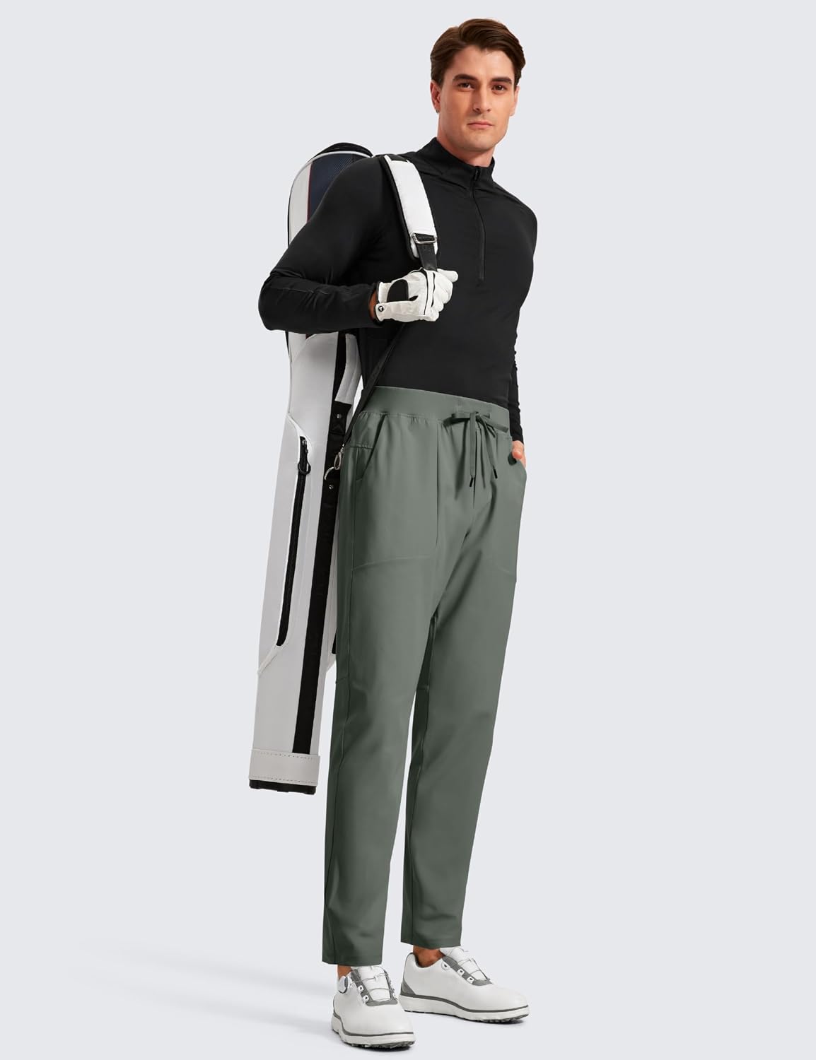CRZ YOGA All Day Comfy Pull-On Golf Pants for Men 31" - Quick Dry Lightweight Work Casual Pants with Pockets