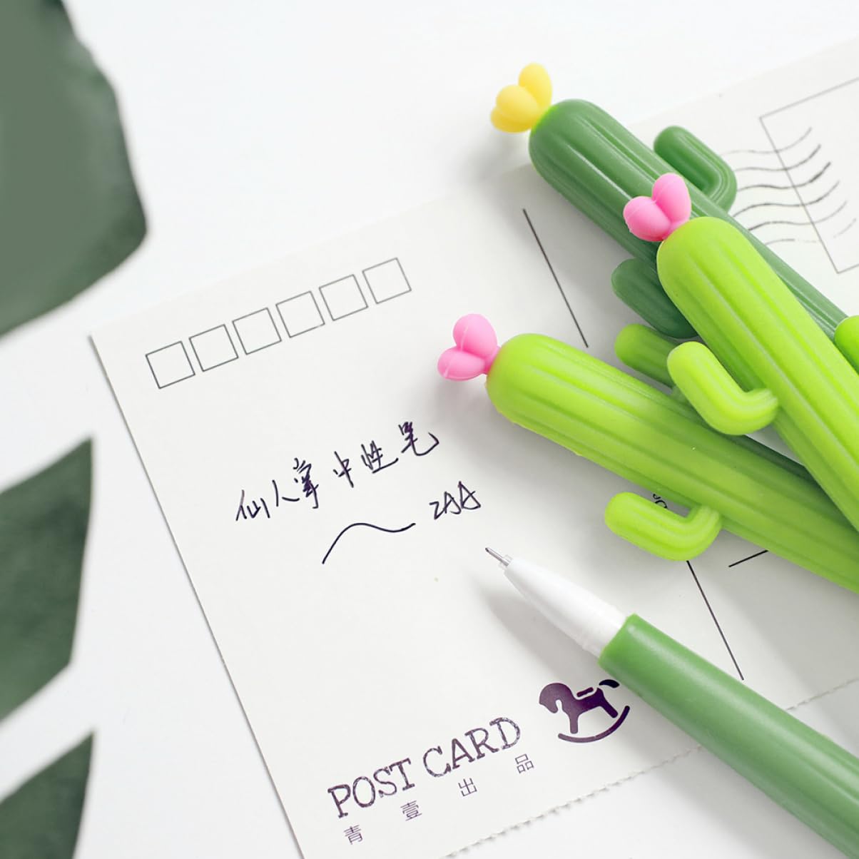 LALAFINA Penna Gel Cactus Verde 24 Pezzi, Punta Fine, Plastica Portatile