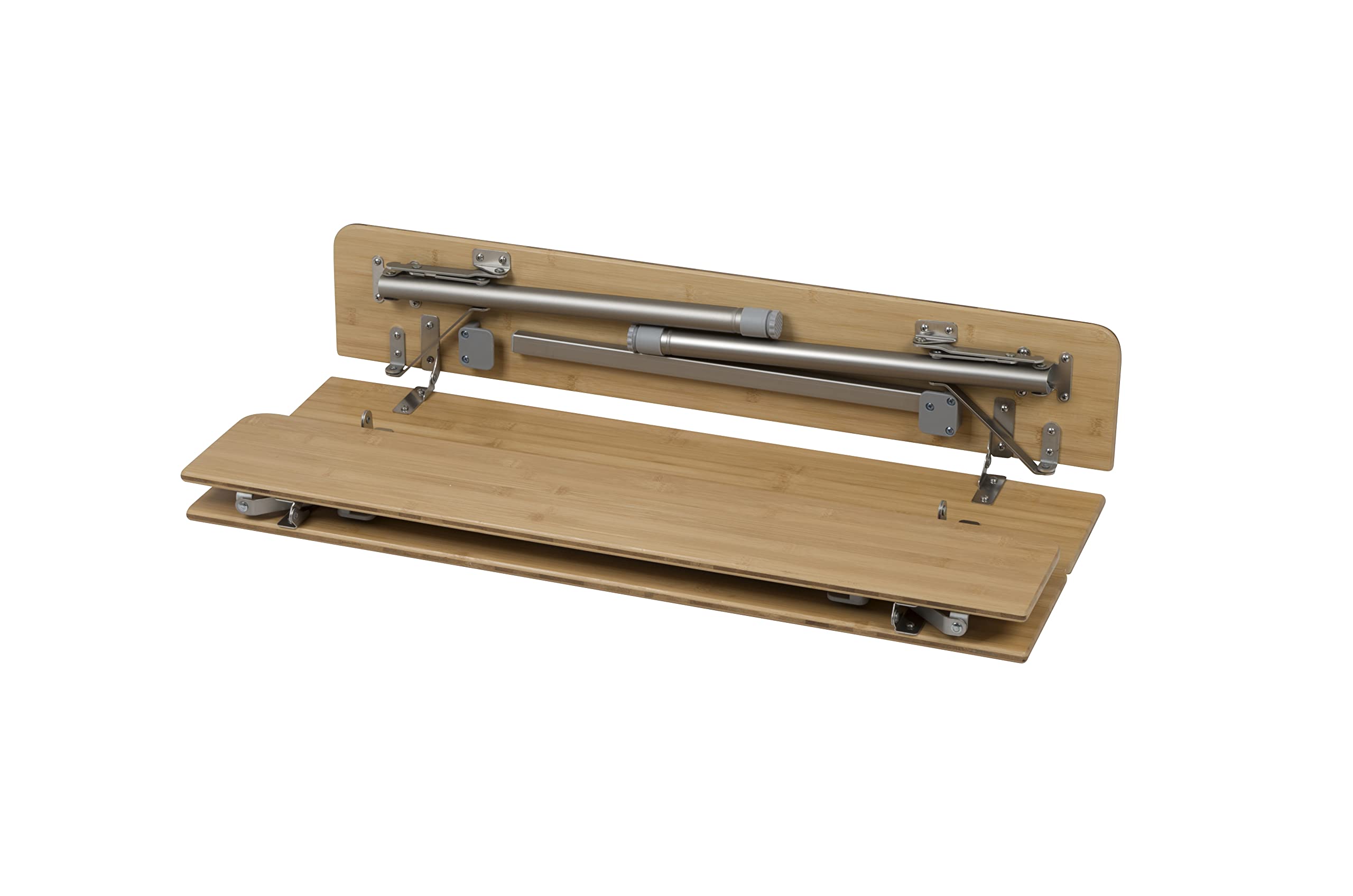 BO-Camp Urban Outdoor Campingtisch Klapptisch Garten Tisch Falttisch Höhenverstellbar Klappbar Alu Bambus Holz 60 x 80 cm, Natur, Braun