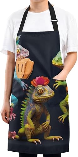 Miniatura 8 de RPLIFE Delantales de cocina a prueba de agua, delantales con bolsillos, delantal de pintura para adultos