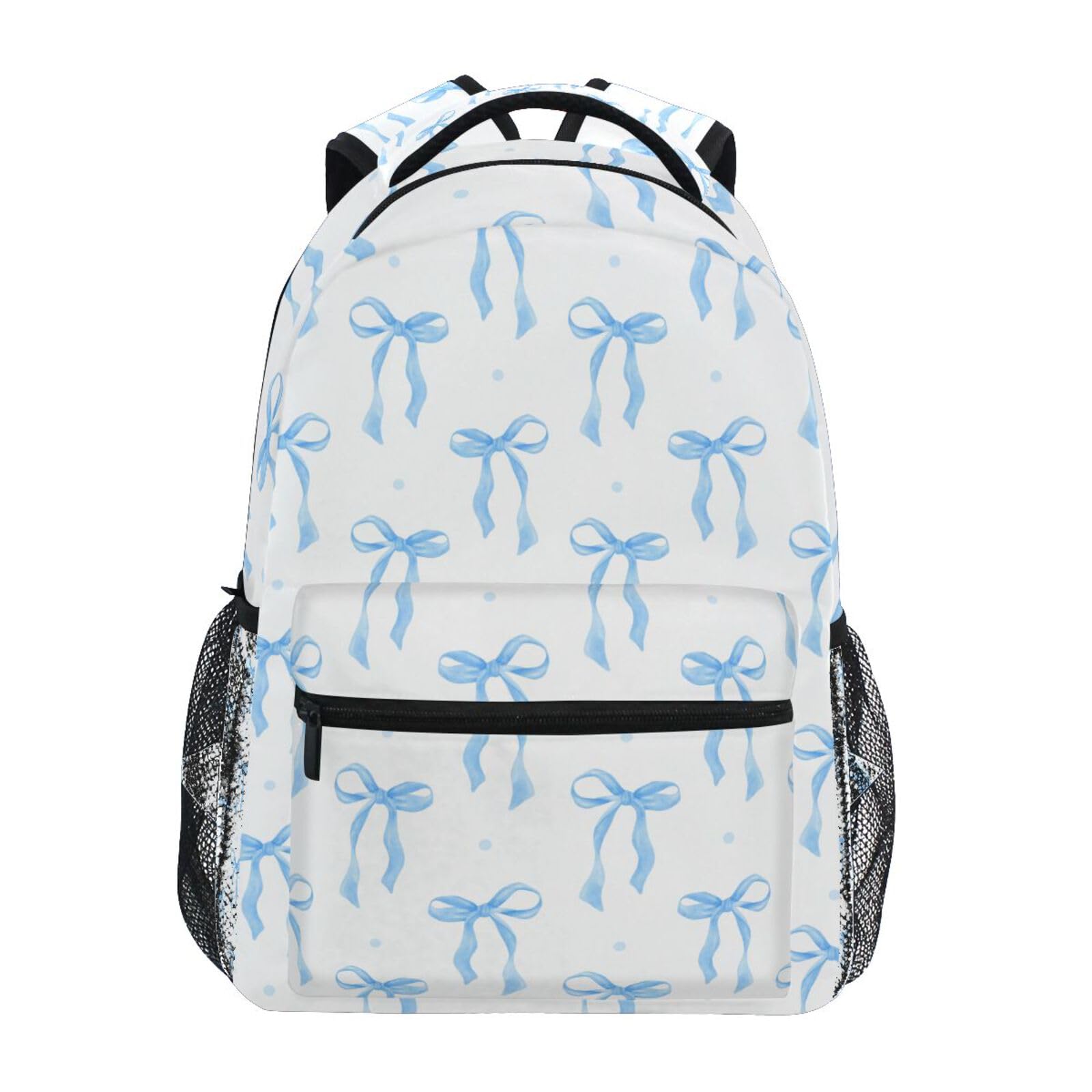 Krafig Blue Ribbon Bow Watercolor Boys Girls Kids School Backpacks Bookbag, School Bag Travel Backpack Daypack