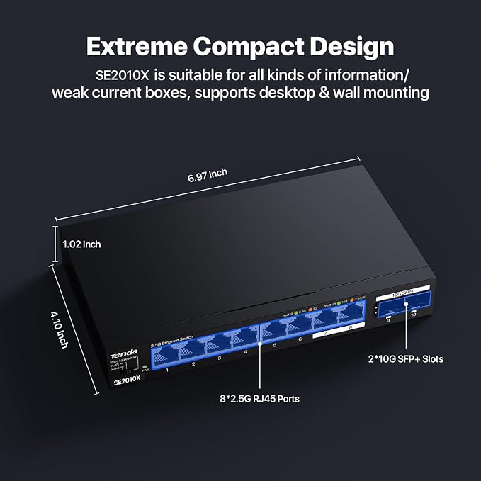 Tenda Switch Ethernet 10 Puertos 2.5Gb TEM2010X miniatura 8