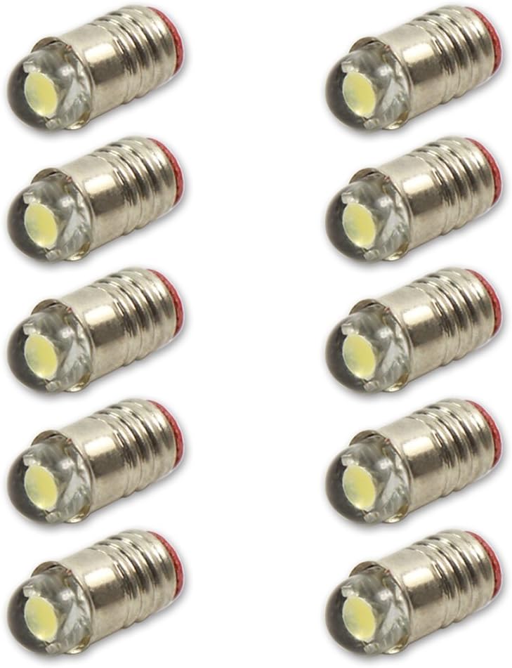 Evemodel E501W 10 piezas LED blanco Bombillas del tornillo de rosca E5.5 12V-14V Escala H0/TT/N Nuevos