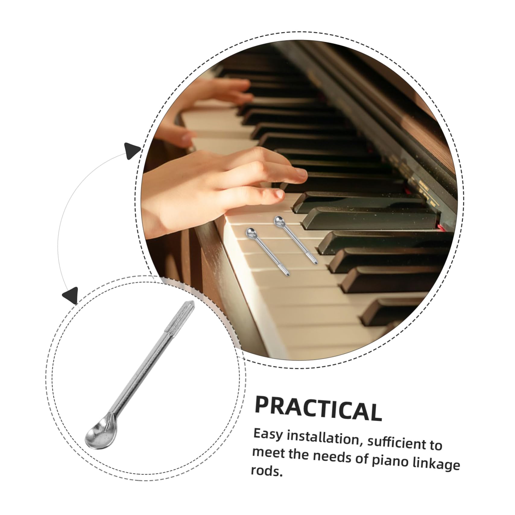 ibasenice Piano Action Rod Spoon Nails Replacement Hardware Parts 4pcs Piano Maintenance Kit