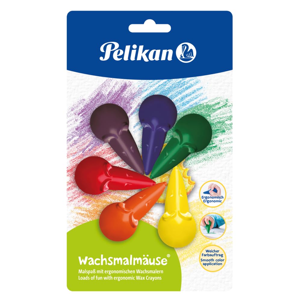Pelikan 803328 Wachsmalmäuse, 6 Farben sortiert, 1 Pack