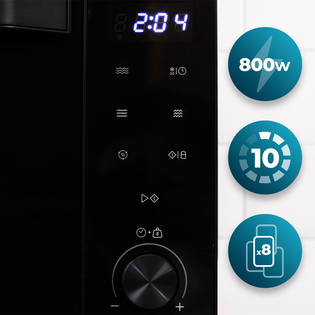 Cecotec Microonde Senza Piatto con Grill Proclean 6140 Flatbed Door. 800W+1000W Grill, 23L, Porta a Ribalta, 13 Livelli, 8 Programmi, Flatbed, Timer 60Min, Cucina Versatile con Piatti