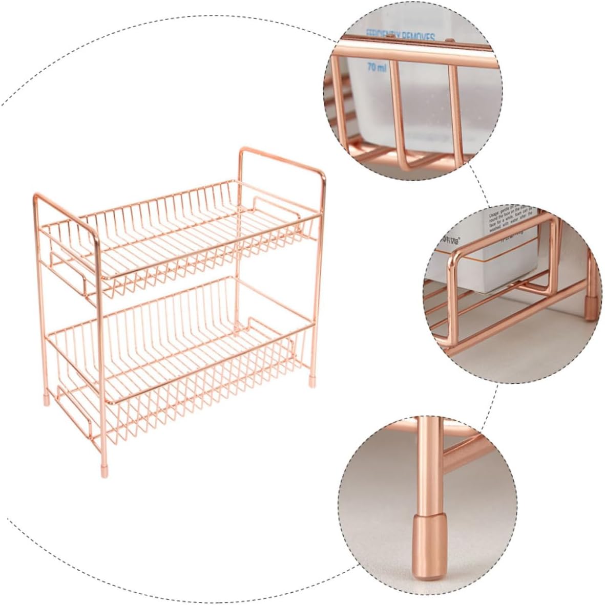 Dual-layer Cosmetics Organizer Rack for Desktop Home Use Iron Golden image 3