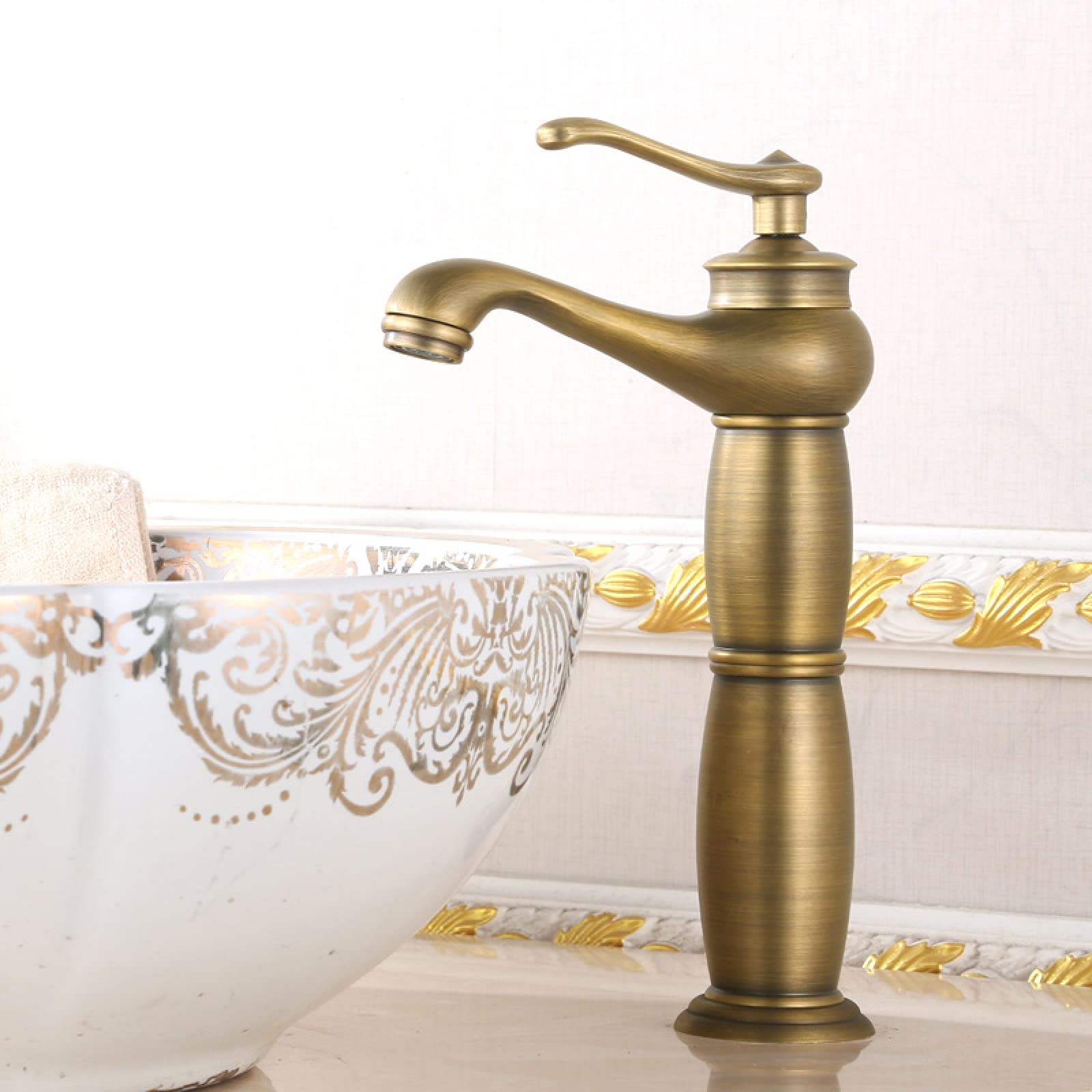 Robinet de lavabo de salle de bain ancien haut pour vasque à poser bol