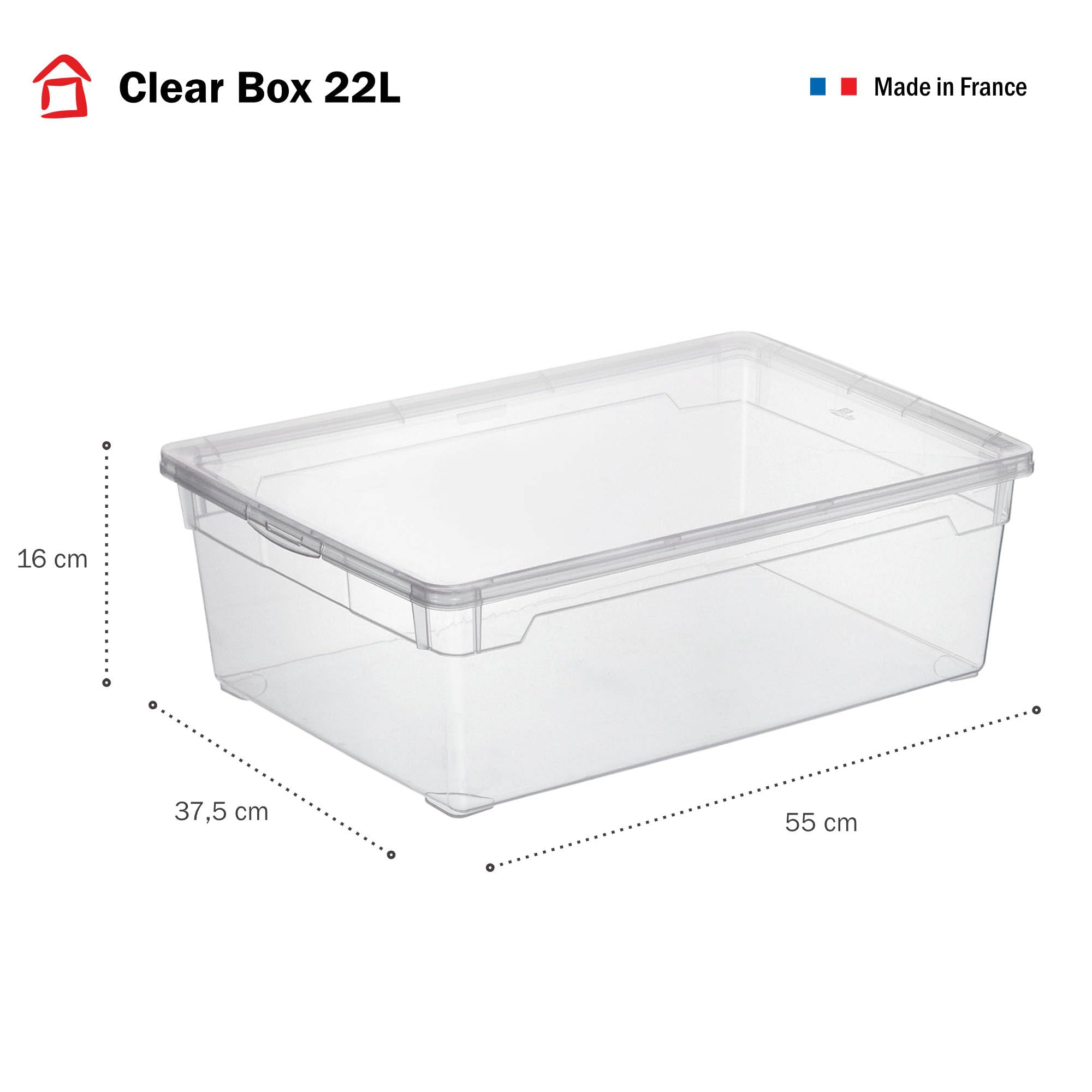Sundis Clear Box, set di 6 scatole portaoggetti 22l, con coperchio, plastica trasparente, impilabile, ideale per riporre stivali e scarpe invernali