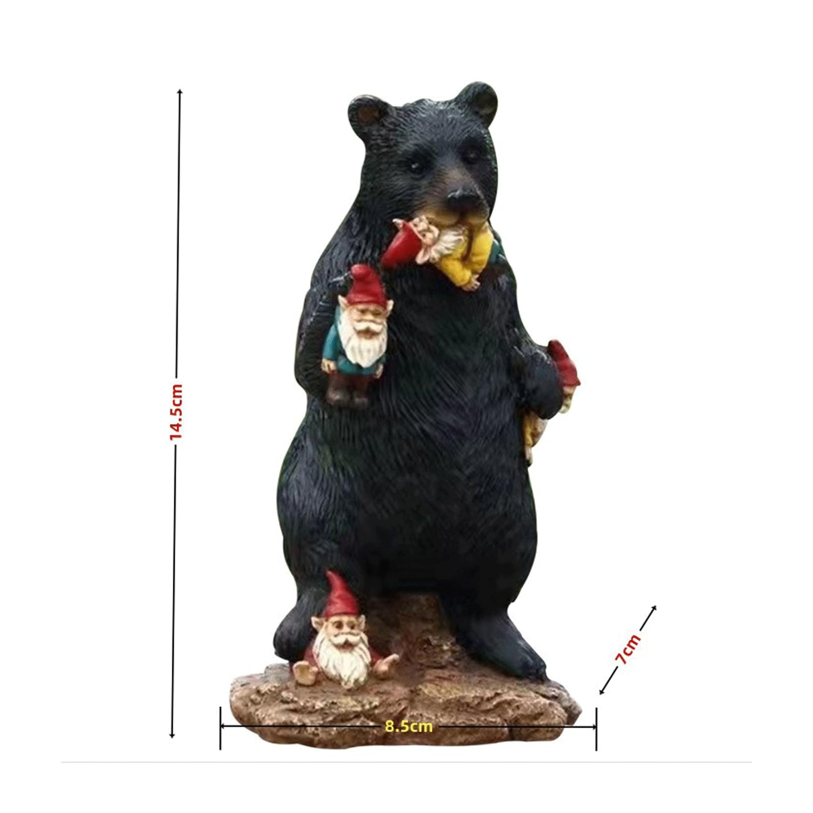 Decoraciones para exteriores para patio, oso negro, comiendo gnomos, esculturas divertidas, estatua de resina, adornos de resina para interiores y exteriores, jardín, patio, césped, patio