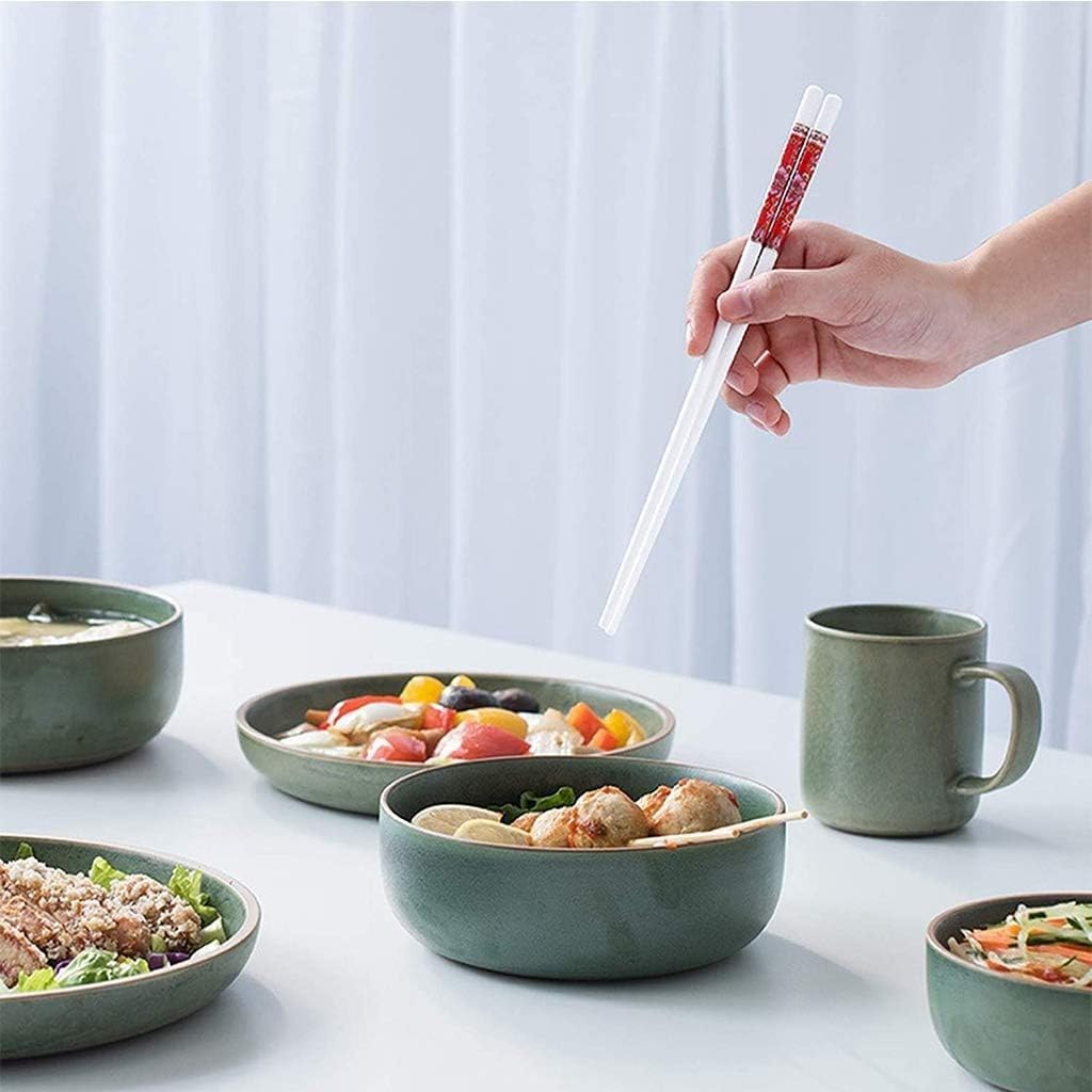 baguette japonaise cooking chopsticks Baguettes, 10 paires de baguettes réutilisables en céramique, ensemble cadeau de baguettes en porcelaine(Color:1,Size:)