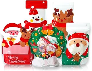クリスマス ラッピング 袋 お菓子袋 厚手タイプ ギフトバッグ プレゼント チャック袋 1色 10枚 OPP袋 プラスチック製 ビニール クリスマスギフト(ミックスパック型) (A)