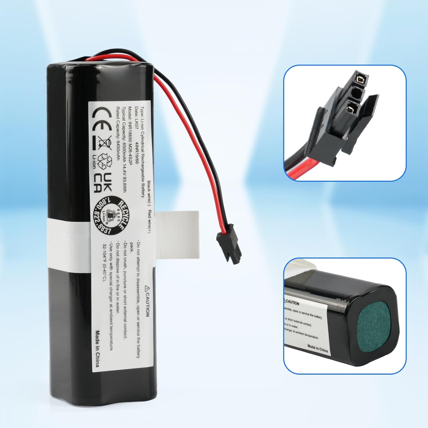 Replacement Battery for Eufy RoboVac X8, X8 Pro Series RoboVac X8 T226X,RoboVac X8 Hybrid White,RoboVac X8 Pro SES Self-Empty Station Robot Vacuum Cleaner Part Number: PA61 14.4V 6500mAh 93.6Wh