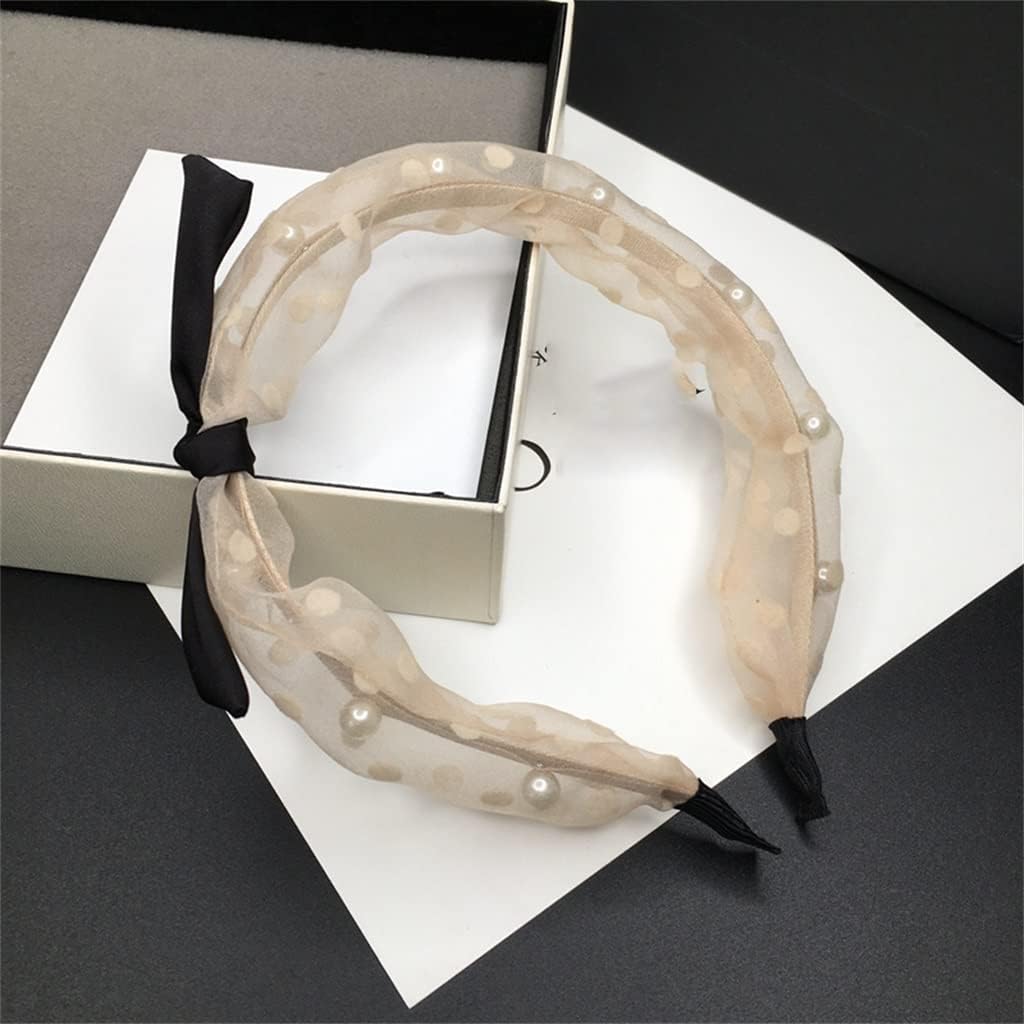 Hairband Bowknot Pearl Beaded Headband Narrow Side Hairpin Going Out with Hair Bundle (Color : D, Size : 1)